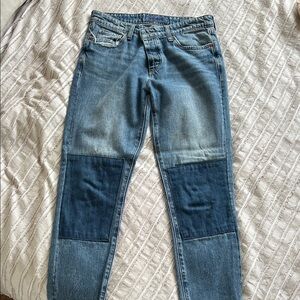 Lucky Brand Women’s Blue Patchwork Boyfriend Slim Jeans